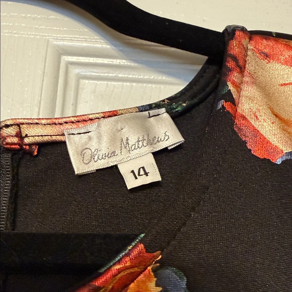 Olivia Matthews Black Red Dress 14 Rose Floral Moody Romantic Goth Noir